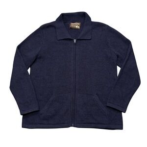 Matices de los Andes Womens Navy Blue 100% Alpaca Zip Up Sweater Made in Peru